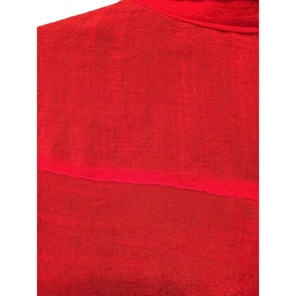 Mystique Aura Blouse Womens Petite XL PXL Coral Pink Top Long Sleeve Semi Sheer - Picture 5 of 7